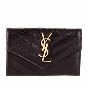 Yves Saint Laurent Black Wallet with Gold Logo